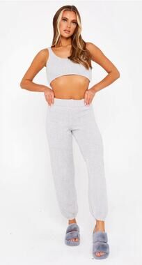 Luxe To Kill Premium Soft Knit Wide Leg Lounge Joggers Womens Size 6 Small Grey